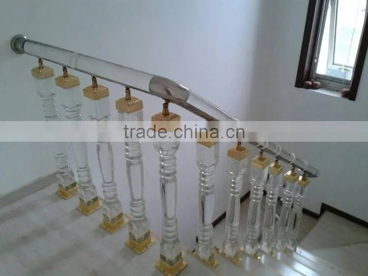 Jingyage custom modern new designs crystal stair balusters home stair decoration railing crystal balustrade modern spiral stair