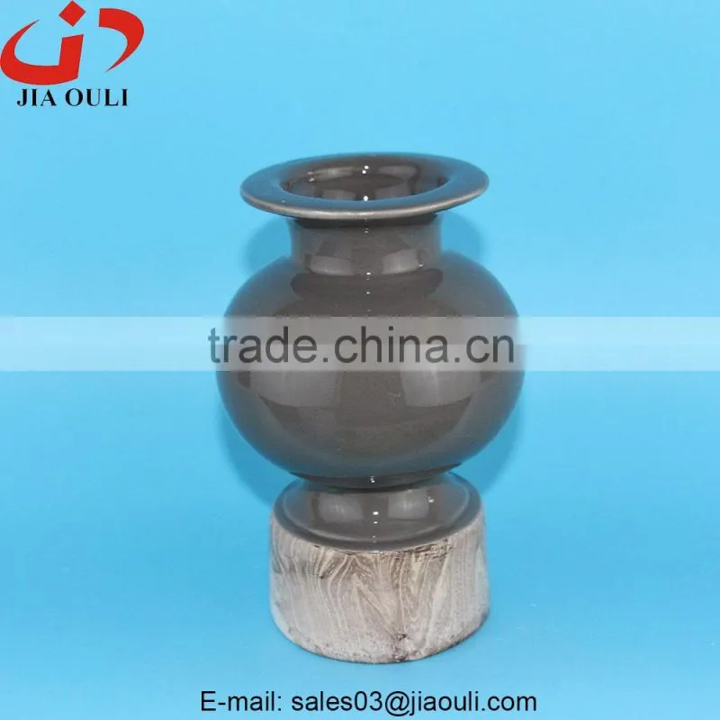 NEW design color and wood grain ceramic flower vase for home decoration