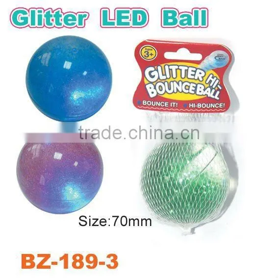 65mm Light Up Glitter Bouncy Balls