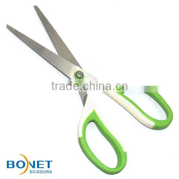 SST0042 LFGB Certificated 7" easy cutting action green soft grip student scissor