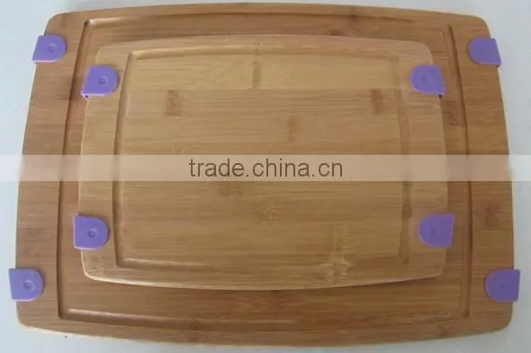 Two size bamboo cutting board with silicone #32005