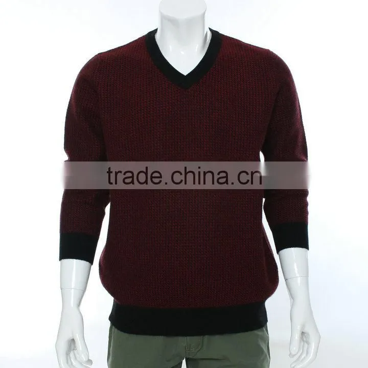 Houndstooth pattern jacquard sweater knitting machine for V-neck pullover sweater ,jacquard knitting fabric for men sweater