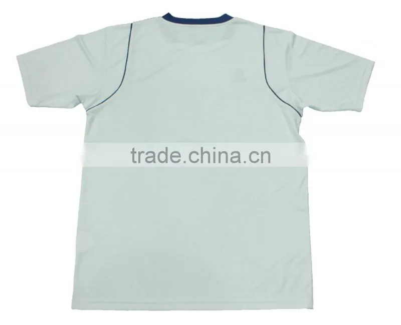 White and navy piping soccer jerseys set