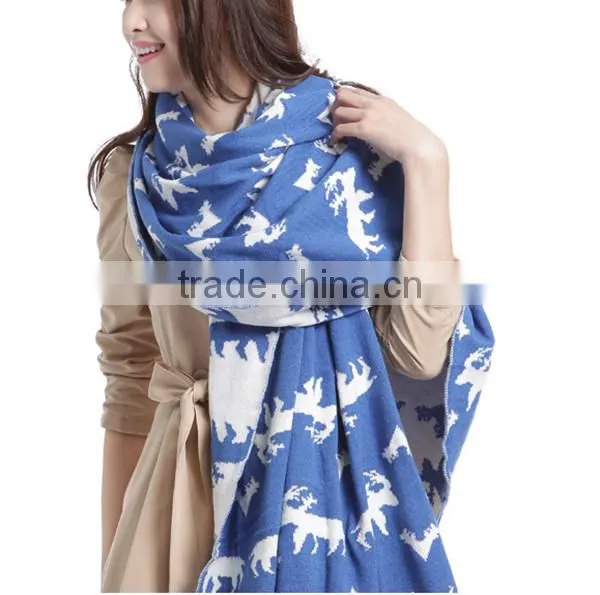 2 color choice Autumn and winter warm animal pattern lady knit korean scarf hijab scarf