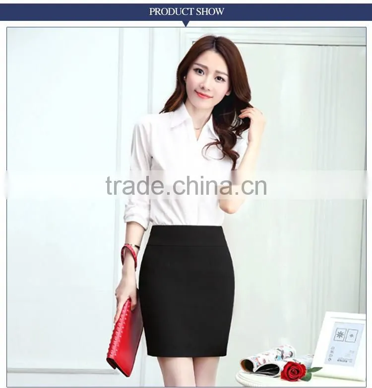 Top Salle Long Sleeve Ladies Formal Blouse And Skirt