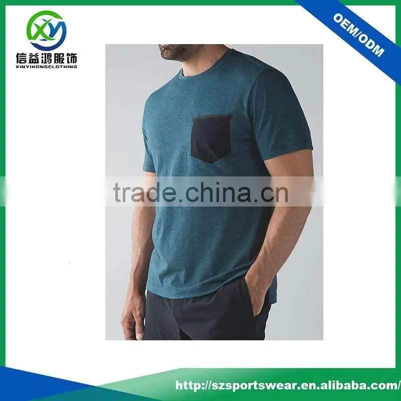 Latest design high quality mens organic cotton t shirt with pocket design