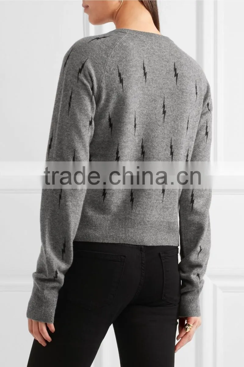 2017 fashion ladies wholesale custom knit shrug cashmere cardigan sweater woman Crew Neck