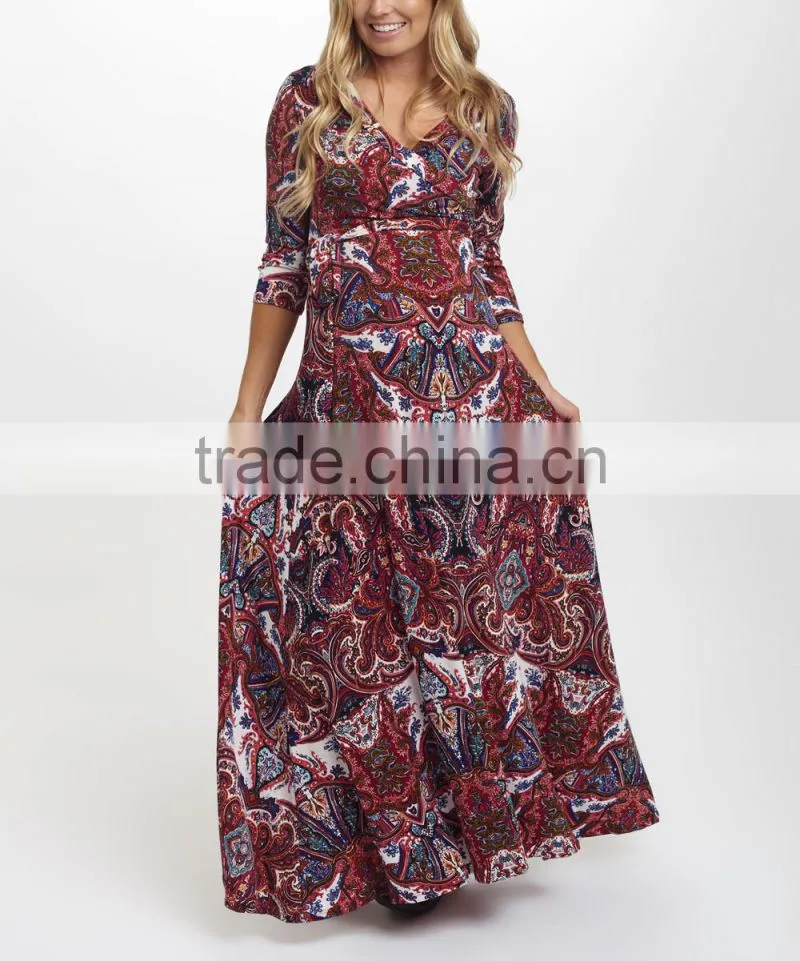 Latest Maternity Dresses With PinkBlush Fuchsia Floral Maternity Maxi Dress Fashion Women Wear WD80817-26