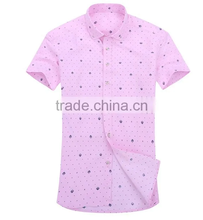 2016 NEW COLLECTION SUMMER PATTERN SHIRT SEMI-TAILORED FIT short sleeve for men
