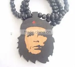 cheap price medusa pendant hip hopwooden beads necklace