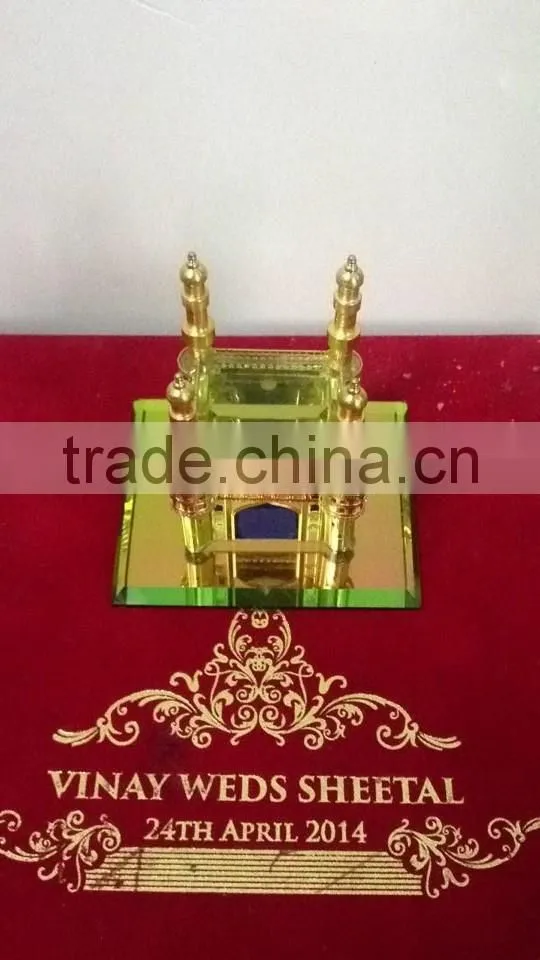 Crystal Hyderabad Charminar Mosque Model & Gold Plated Metal Charminar Model for India Wedding Gift