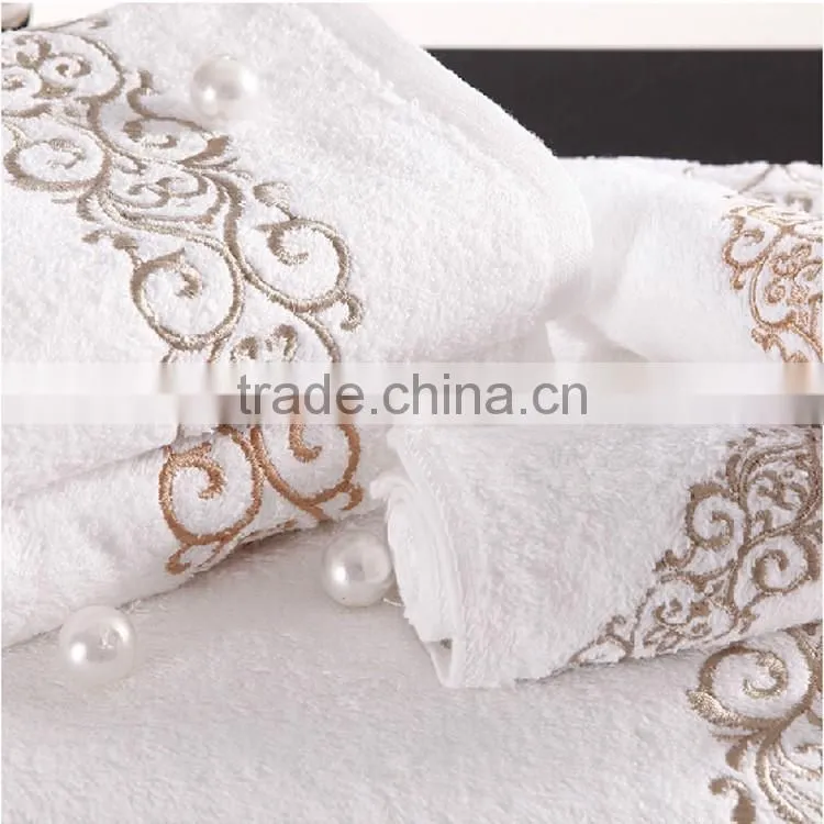 100% Cotton Hotel Bathroom Towel Sets/High Quality Luxurious Embroidery Hotel Terry Towel