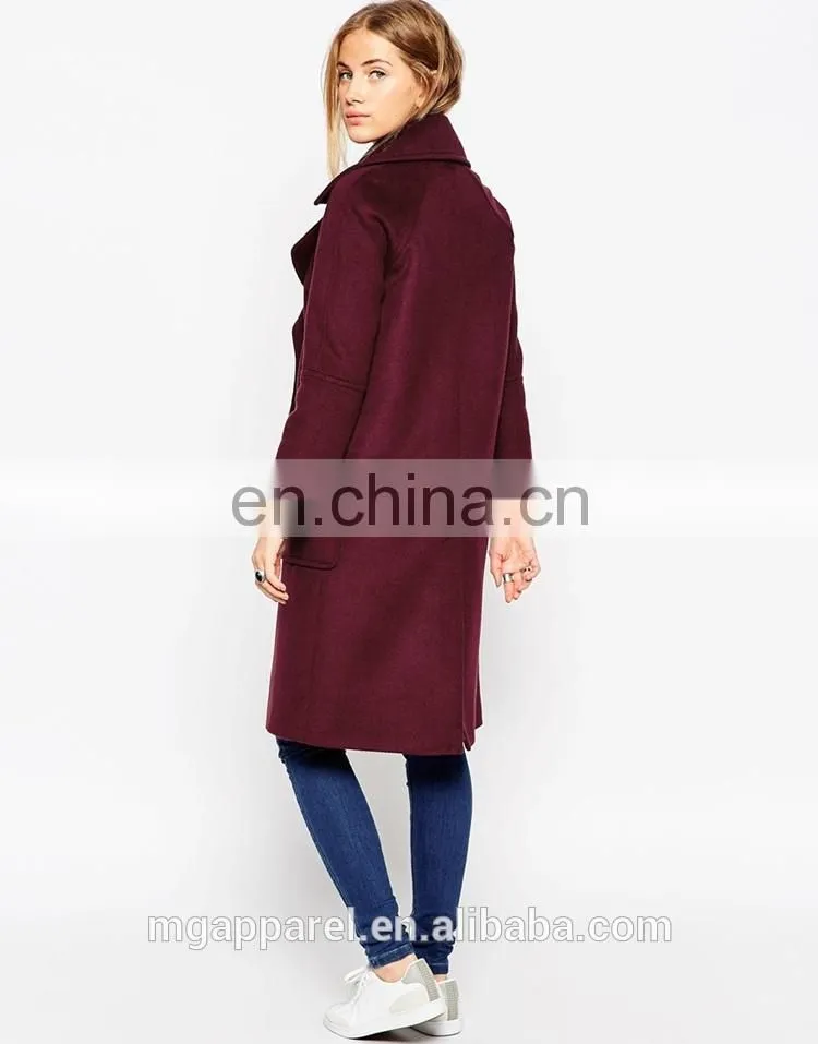 China Wholesale Oversized Fit with Panelled Collar Women Wool Winter Coat
