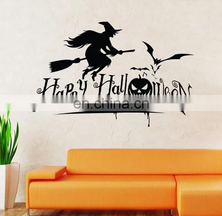 Happy Halloween Witch and Bats Window/Wall Sticker Halloween Decoration Home Decoration