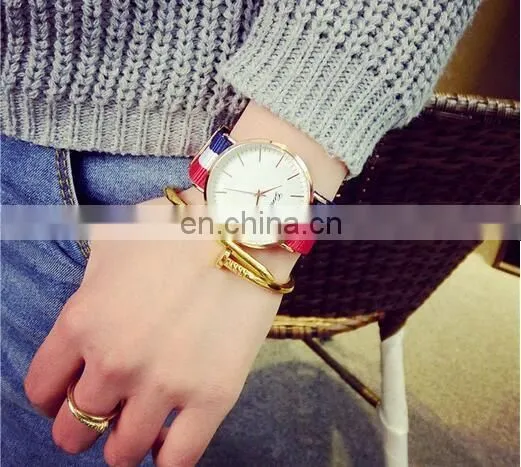 Golden dial quartz watches British retro casual canvas belt watches