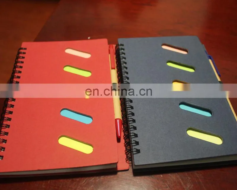 School Stationery Customized kraft paper cover notebook with pen