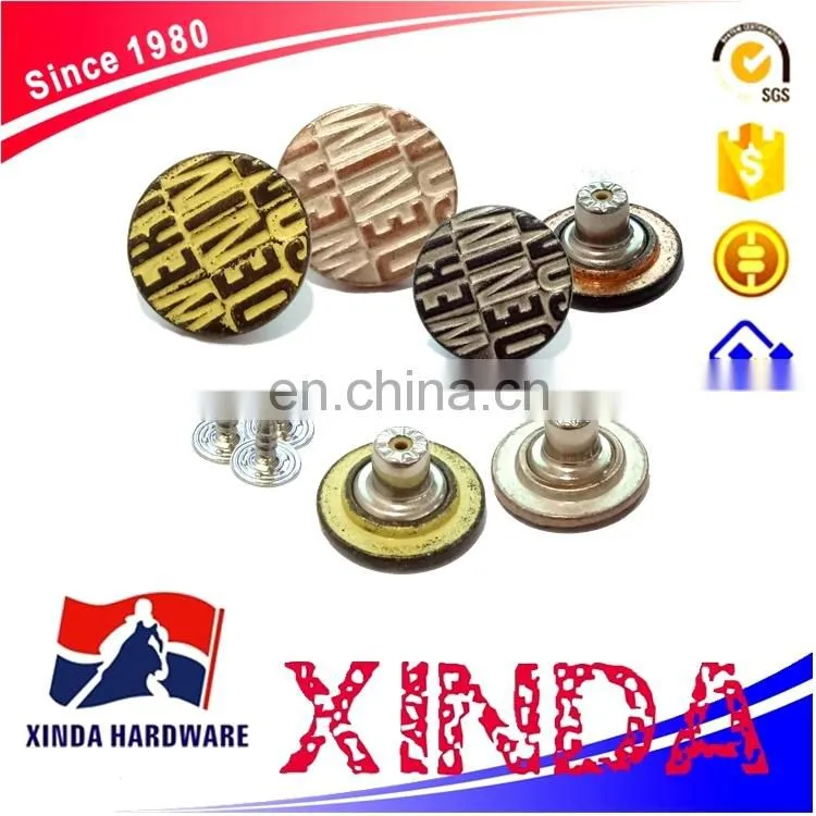 Fashion metal jean rivet with embossed logo