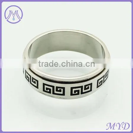 Professional Factory Wholesale Fashion Ring Greek key Stainless Steel Ring