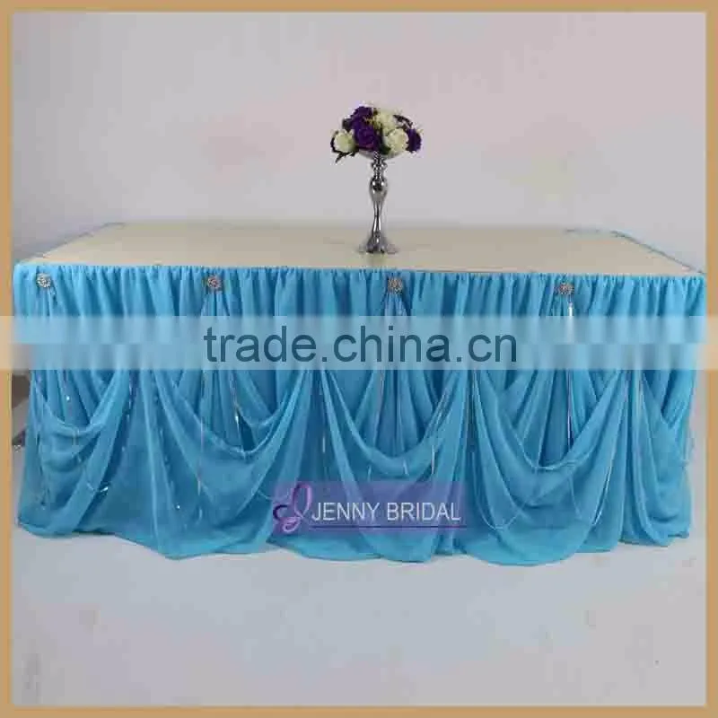 TC106 hot sale white chiffon cinderalla table skirt for weeding