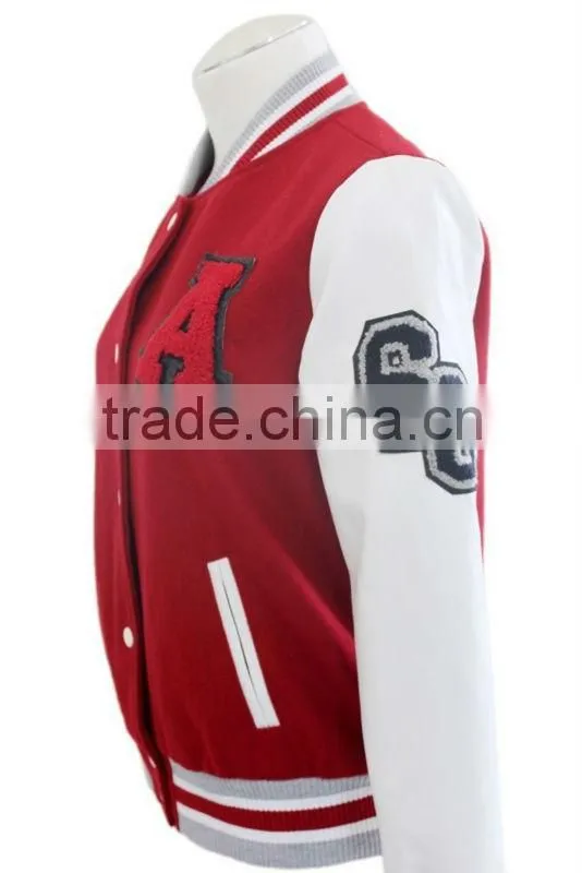 Red Wool Leather Varsity Letterman Jacket