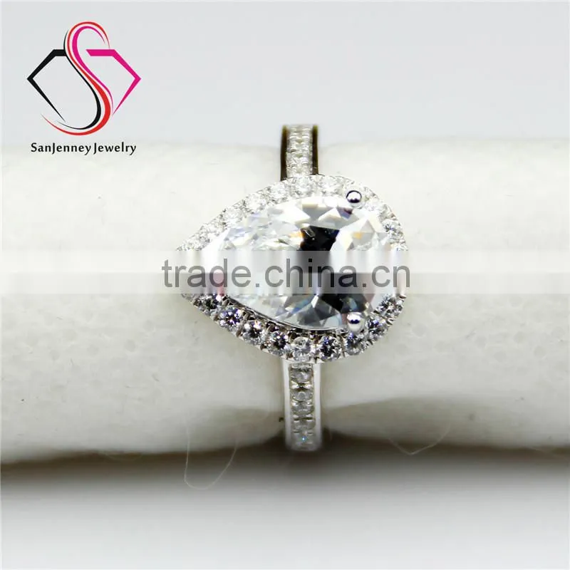 Pear Cut Moissanite Solitaire 2 Carat Water Drop 10*7mm Center 14k White Gold Wedding Engagement Ring
