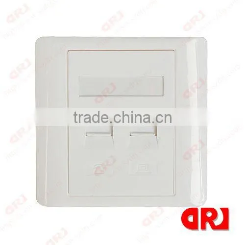 cat5e double ports with shutter rj45 faceplate