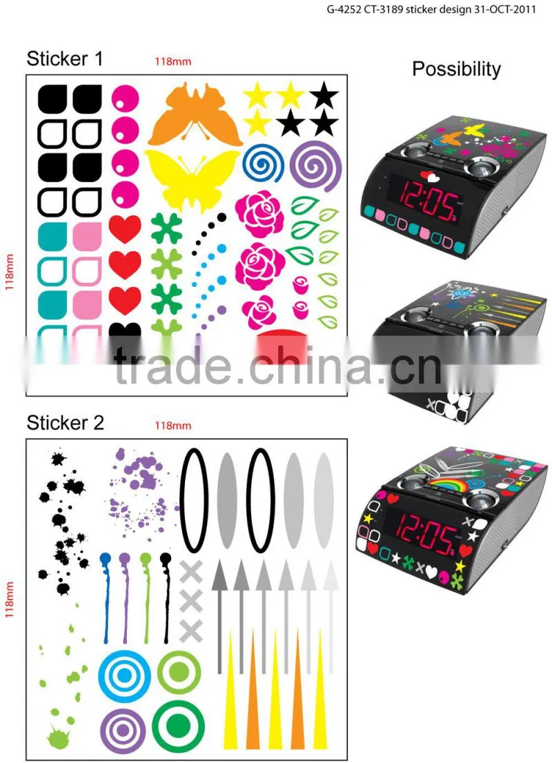 Music Printing LED Digital Turning Alarm Clock Radio