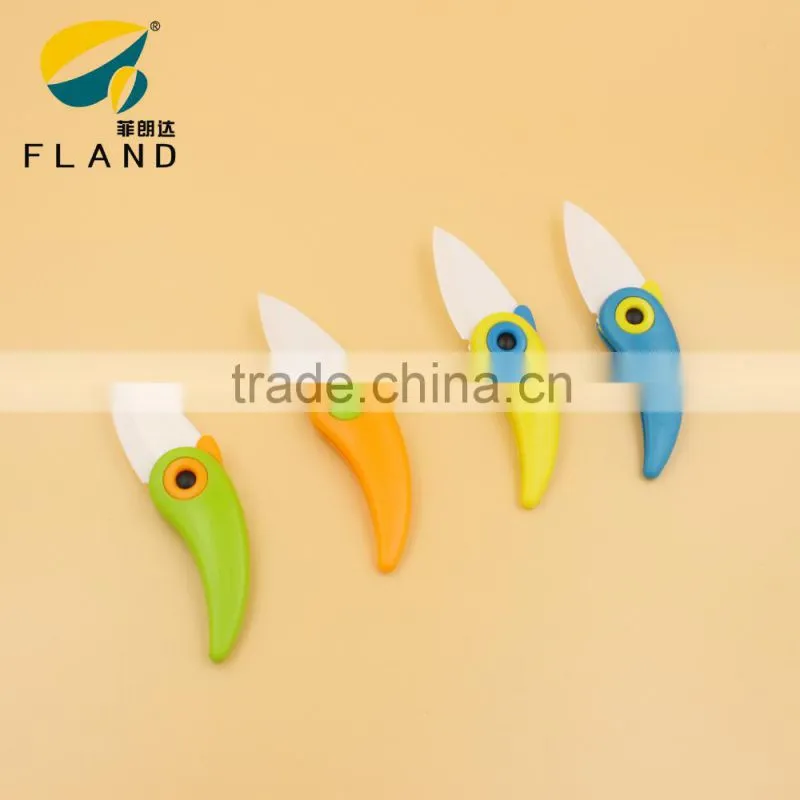 New arrival interesting colour ABS handle ceramic blade bird shaped knife