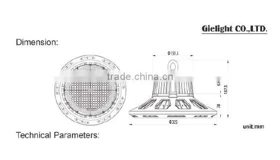 5 years warranty 130lm/w ufo high bay led for Warehouse