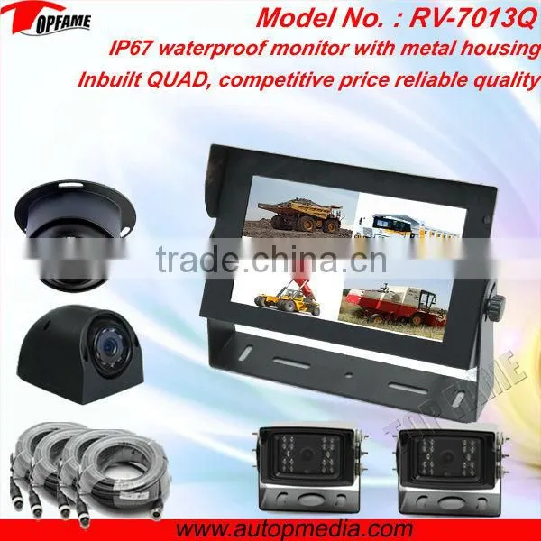 RV-7012V 7inch waterproof Rearview Mirror Car GPS System with QUAD Monitor
