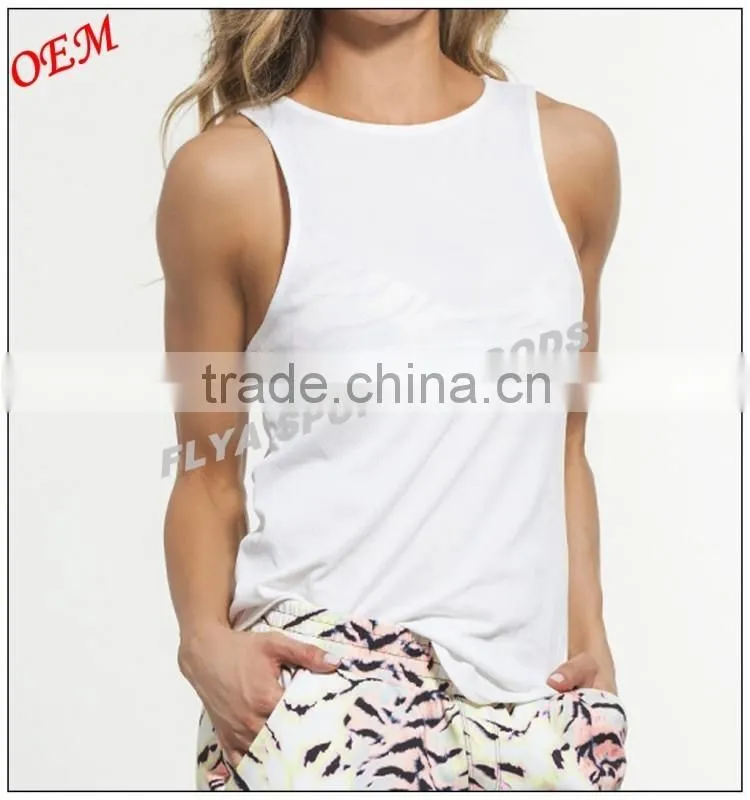95% Polyester/5% Spandex custom Spandex high neck blank wide racerback jersey tank top