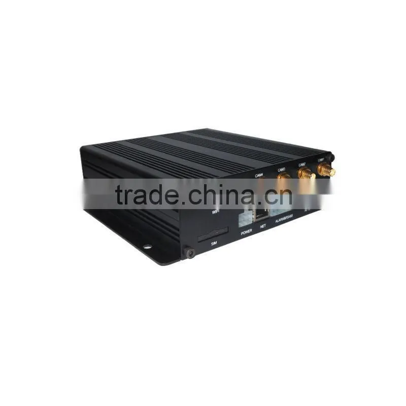 Mobile DVR Type Support 4 Wireless Camera Double SD Card GPS&WiFi&3G Optional 4 Channel Mobile DVR for Car Bus Truck with 1 Year