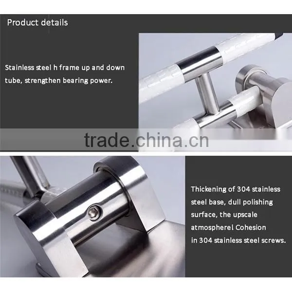 2015 new design stainless steel anti-bacterial bath grab bar for medical with nylon anti-slip cover