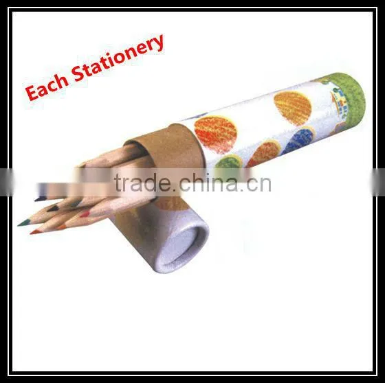 12pcs Natural Wooden Color Pencil In Cardboard Tube Stationery Set