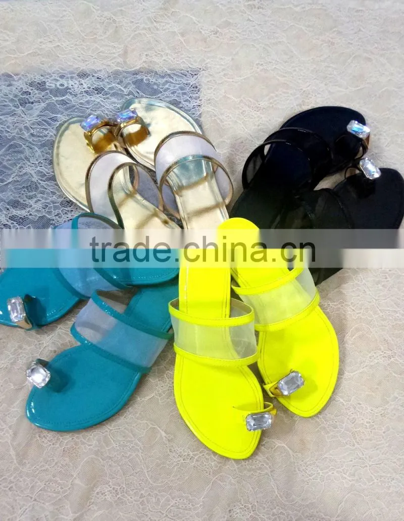 4 Color mesh flat slippers casaul lady flat sandals diamond embellished good flat sandals