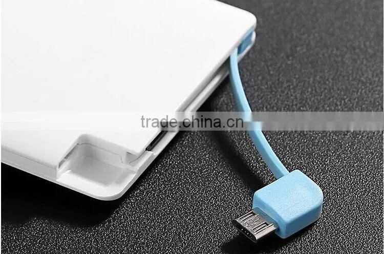 super slim credit card mobile power XHB-CD with built-in USB cable