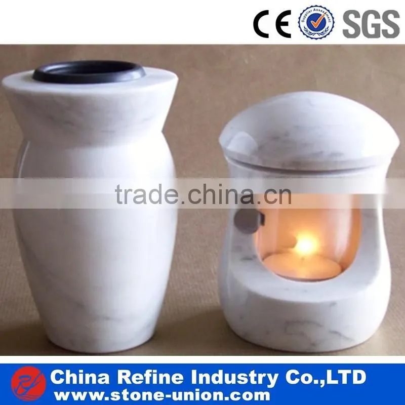 New design luxury natural white and brown stone marble candle vase with fill in hole