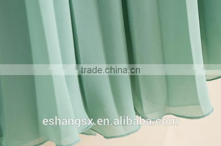 Ladies chiffon flowing soft green ruffle skirt