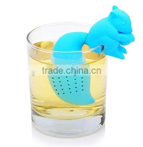 Squirrel shape Food grade BPA Free silicone tea cup infuser strainers