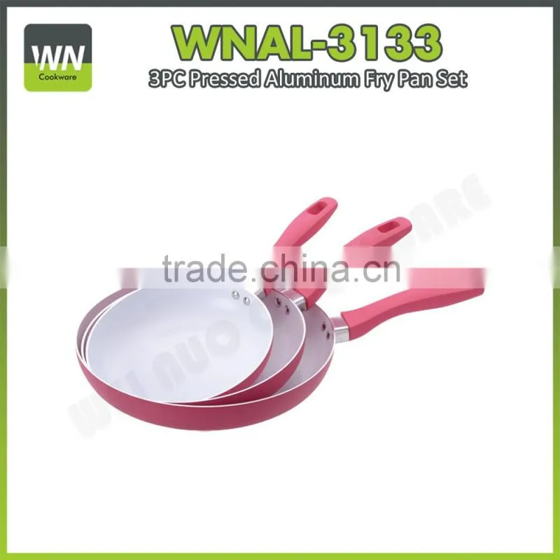 Manufactory available lowest price pizza fry pan white ceramic coating pan aluminium fry pan set