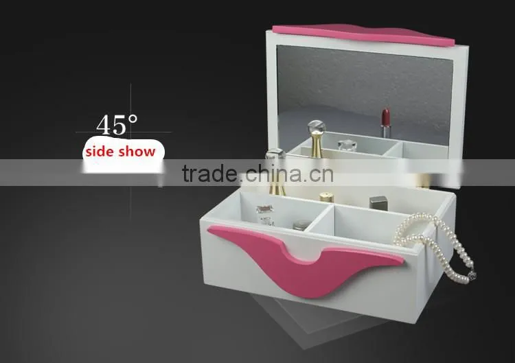 high quality wooden jewelry kiss sexy pink creation gift saving wooden box with pull grid varning custom logo