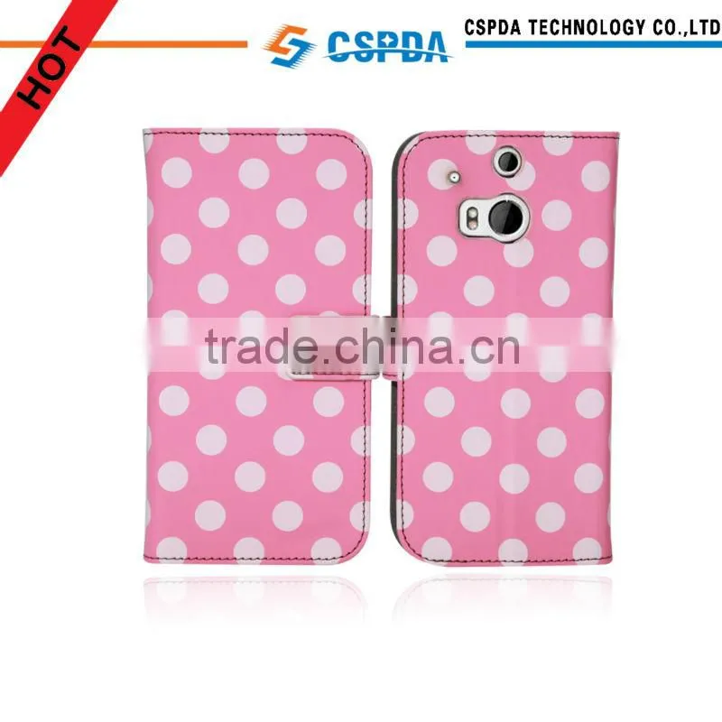Fashion design wallet leather case for 2014 htc one m8 mobile phone
