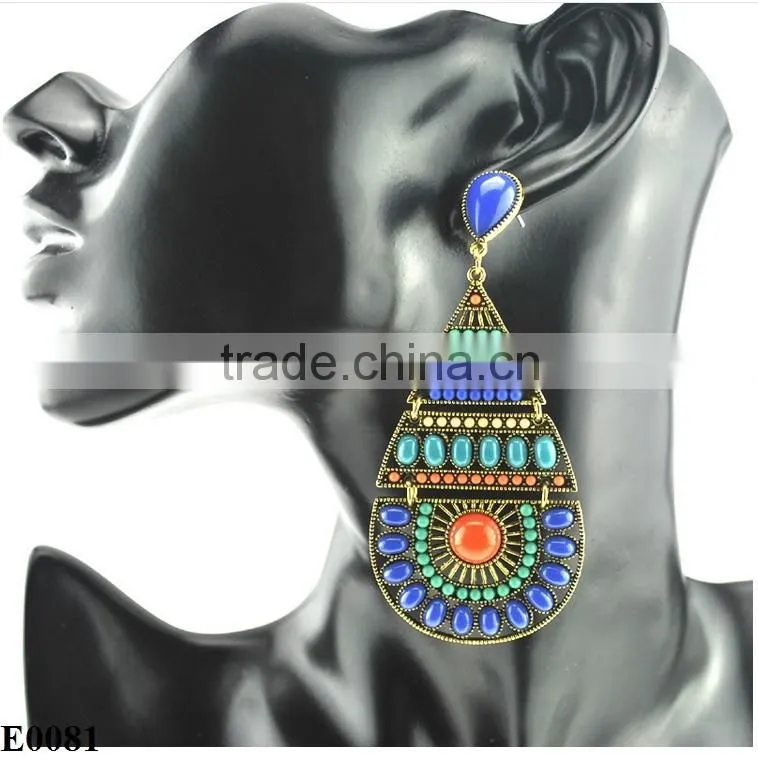 2016Fashion Drop gemstone Restore ancient ways Earring E0081
