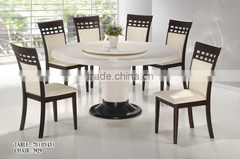 2015 Thailand Latest Stainless Marble Top Table Cushion Solid Wood Chair