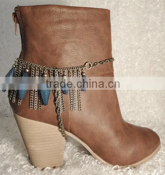 Must have!! Fan fring chains tassel blue bead boot and shoe jewelry