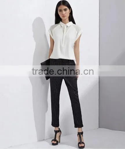 2015 Fashion Design White Loose Cardigan Women Chiffon Shirt