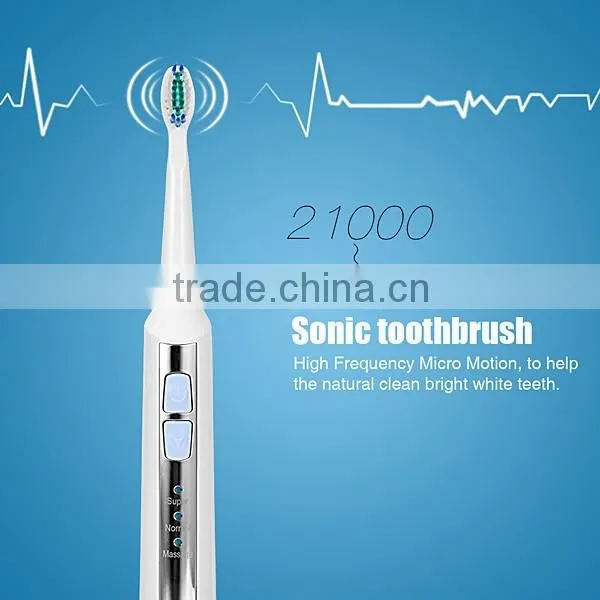 Sonic Electric Toothbrush Rechargable Waterproof with 2 Extra Replacement Brush Heads Charging Station US Plug SV030696