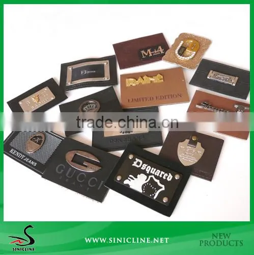 Sinicline Hand made custom brown garment genuine leather label, leather patch