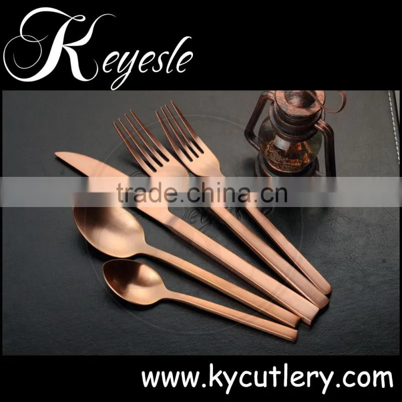 gold cutlery,flatware set,copper cutlery