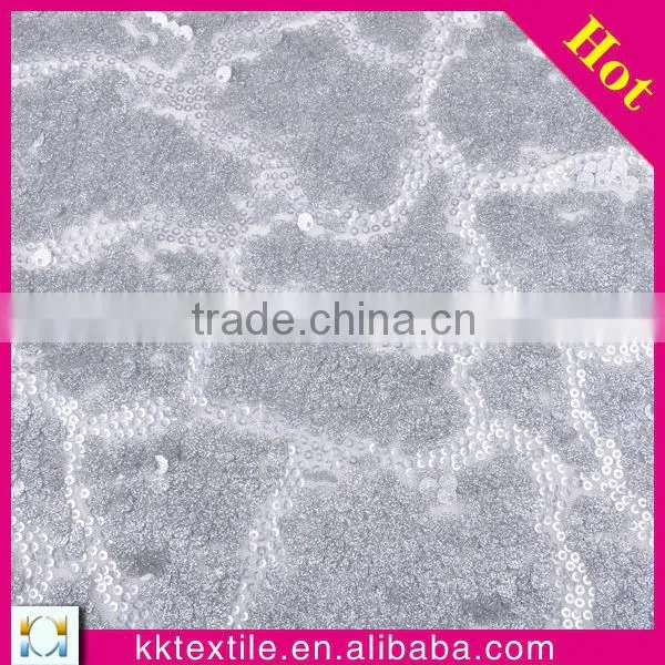 Hot! 2014 new products sequin embroidery fabric for polyester mesh